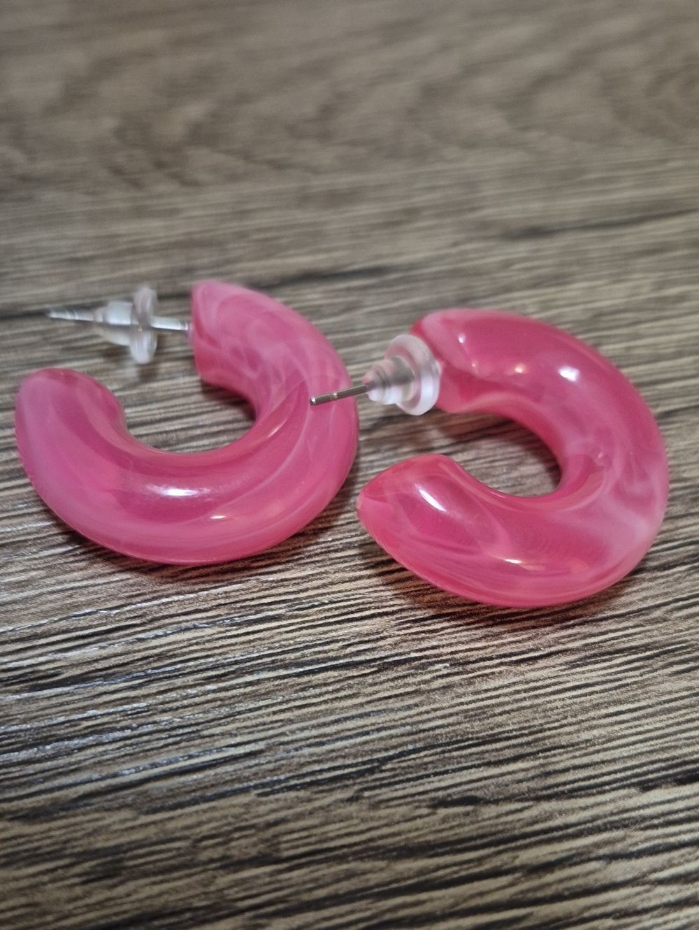 Pink Swirled Thick Acrylic Hoop Earrings